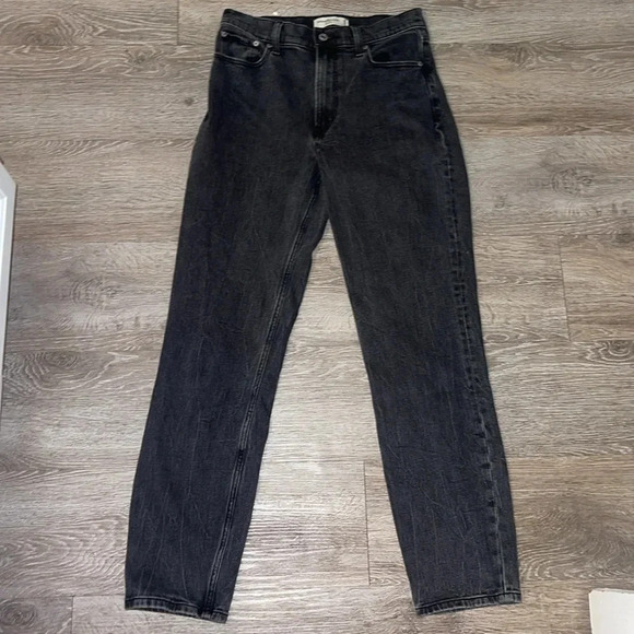 Abercrombie and fitch the Mom high rise black denim jeans size 25 or 0 long - Picture 3 of 10